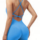 Sexy Fitness Jumpsuit Women Cross Adjustable Sports Playsuit Running One Piece Yoga Suit Scrunch Shorts Backless Set Romper