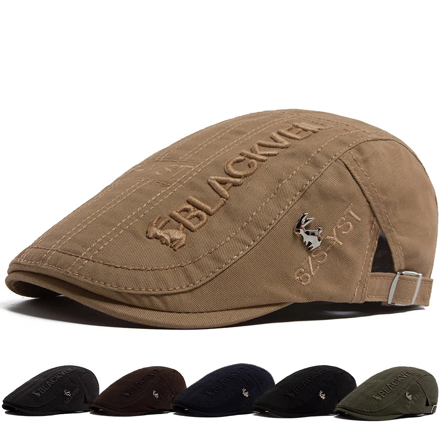 Men Beret Fashion Rabbit Embroidery Flat Caps Spring Summer Visor For Male Fashion Vintage Newsboy Cap Casual Berets Adjustable