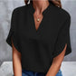 Summer Elegant Women's Blouse New V-neck Short Sleeve Solid Color Loose Shirt Casual White Tops Office Lady Blouses