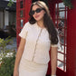 HXAO Crop Knit Cardigan For Women Summer Knitwear 2025 Women's Sweater Pink Off White O-Neck Short Sleeve Bolero Cardigan Woman