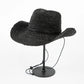 USPOP Hand-crocheted Natural Raffia Straw Cowboy Hat for Women Men Summer Wide Brim Sun Hat Outdoor Breathable Beach Caps