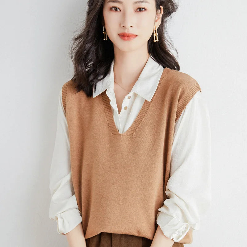 Spring Autumn Knitted Vest for Women Clothes Fashion Casual Thin Sweater Vests Harajuku Tank Tops Ropa Mujer Elegant Blusas