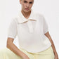 Wolfeel Summer New Polo Collar Hollow Knitted Short Sleeved Sweater Women's Bubble Sleeve T-shirt Female Simple Knitted Sweater