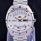 automatic mechanical unisex Orient watch with large rotating dial, fully functional stainless steel Japanese movement