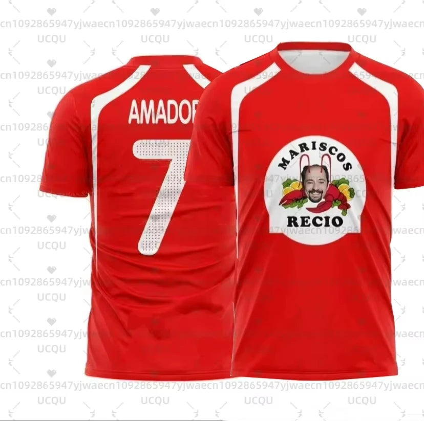 Amador Recio Football Jerseys Seafood Shrimp Recio Print T-Shirt Quick Drying Sportswear Summer Beach Tee Men's Women's T-Shirts