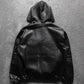 European and American Hip Hop Punk High Street Men Hooded Jacket Trend 3D Printing Y2K Gothic Retro Zipper Loose Leather Jacket