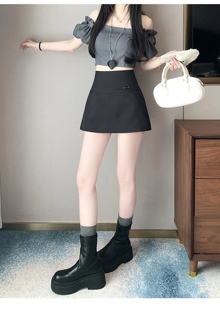 Skirt Pants Skirt Female Spring and Summer New High-waisted Thin A Word Skirts Pants Open Fork Package Hip Business Skirt
