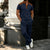 Men's Waffle Knit Stand Collar T Shirt and Pants Set Color Block Casual Streetwear Summer Tracksuit