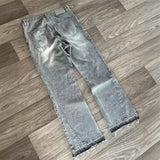 Y2K Retro Jeans Light Color Dollar Pattern Embroidery Splice Denim Pants Gothic Hip Hop Streetwear Men Women Fashion Baggy Pants
