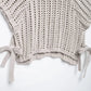 Hollow Out Knit Pullover Women Casual Round Neck Lace Up Bow Sweater Female Autumn Short Sleeves Solid Knitwears Lady