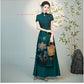 2026 chinese sexy nightclub dress improved cheongsam flower print qipao dress+shorts set hotel spa work dress beauty uniform