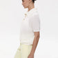 Wolfeel Summer New Polo Collar Hollow Knitted Short Sleeved Sweater Women's Bubble Sleeve T-shirt Female Simple Knitted Sweater