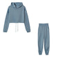 Winter Tracksuit Women Two Piece Set - Oversized Hoodie Sweatpants Solid Color Sportswear Suit |Casual Sweatshirt Trouser Set