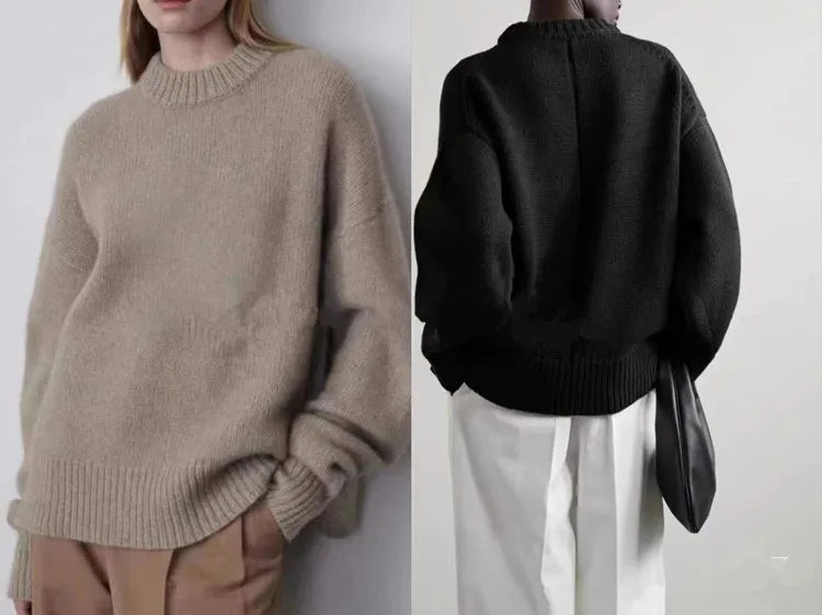 Loose Large Size Cashmere Sweater Women Korean Mid Length 100% Pure Merino Wool Knitt French Pullover 2024 Autumn Winter Jumper
