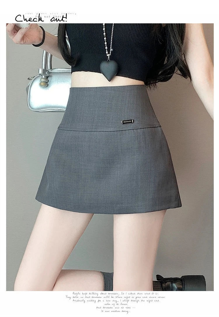 Skirt Pants Skirt Female Spring and Summer New High-waisted Thin A Word Skirts Pants Open Fork Package Hip Business Skirt