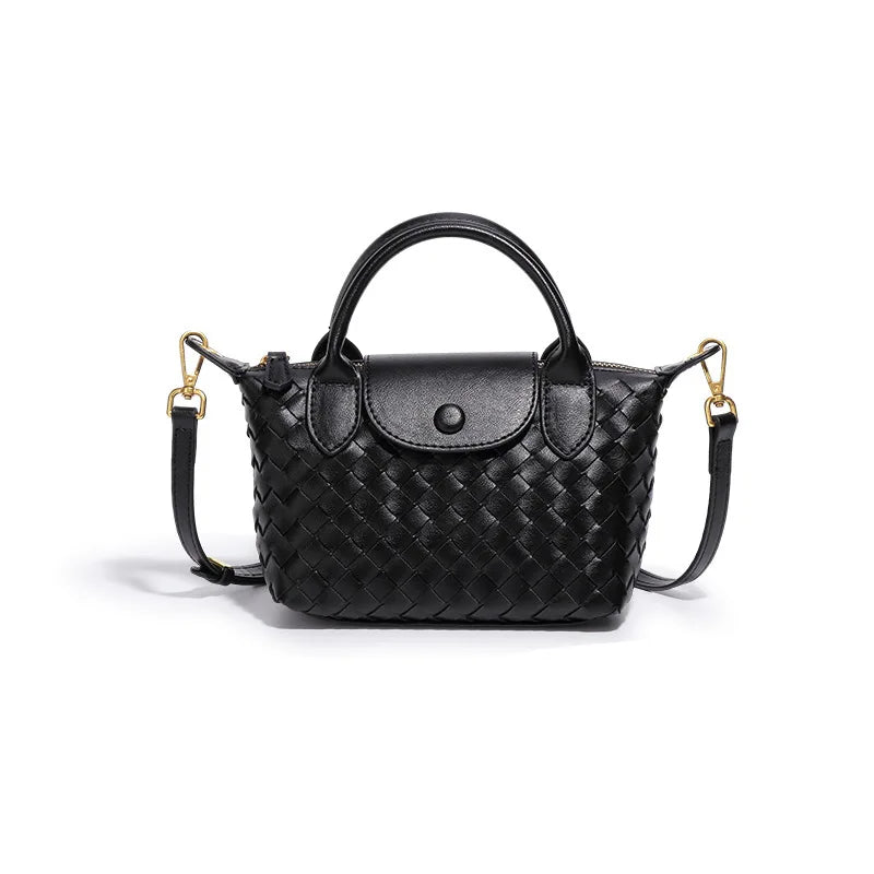 Handwoven single-shoulder small dumpling bag, fashionable bucket bag, new simple ladies crossbody lunch box bag, small tote bag