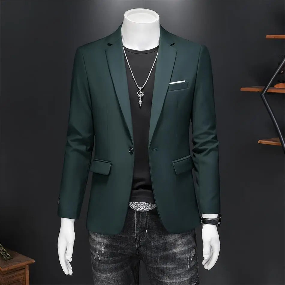 Boutique Fashion Solid Color High-end Brand Casual Business Men's Blazer Groom Wedding Gown Blazers for Men Suit Tops Jacke Coat