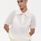 Wolfeel Summer New Polo Collar Hollow Knitted Short Sleeved Sweater Women's Bubble Sleeve T-shirt Female Simple Knitted Sweater
