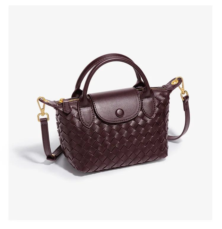 Handwoven single-shoulder small dumpling bag, fashionable bucket bag, new simple ladies crossbody lunch box bag, small tote bag