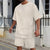 2026 Men's Summer Oversized Textured 2 Piece Set Crew Neck Short Sleeve T-Shirt & Drawstring Shorts Tracksuit