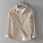 2025 Spring/Summer Men's Square Collar Button Striped Pocket Loose Fashion Casual Versatile Simple Design Long Sleeve Shirt