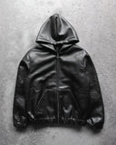 European and American Hip Hop Punk High Street Men Hooded Jacket Trend 3D Printing Y2K Gothic Retro Zipper Loose Leather Jacket
