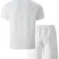 2026 Men's Summer Oversized Textured 2 Piece Set Crew Neck Short Sleeve T-Shirt & Drawstring Shorts Tracksuit
