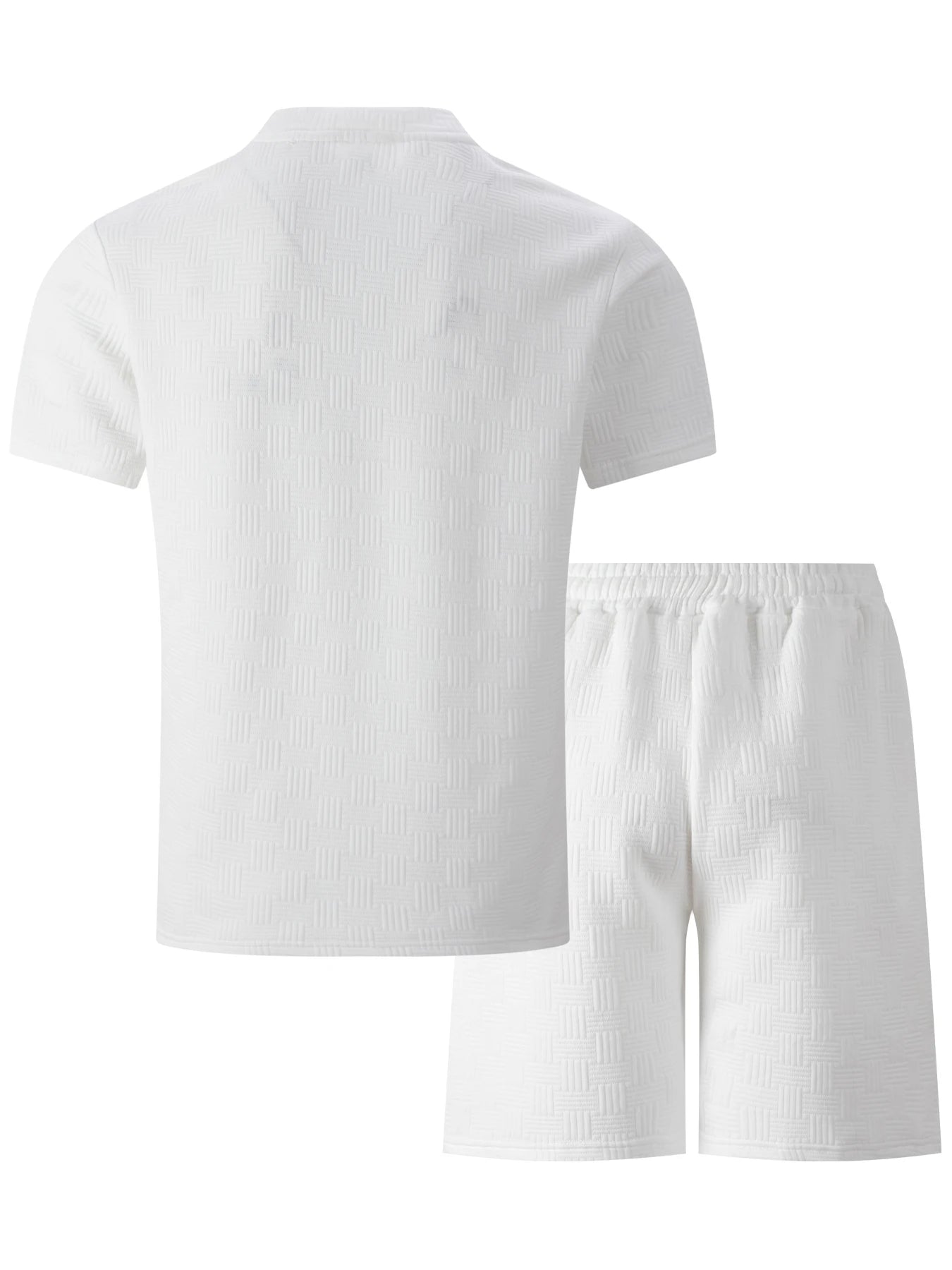 2026 Men's Summer Oversized Textured 2 Piece Set Crew Neck Short Sleeve T-Shirt & Drawstring Shorts Tracksuit