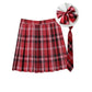 Women Summer Plaid Pleated Skirt With Necktie Bowtie Korean Jk Skirt Uniform Japanese School Preppy A Line Mini Skirts