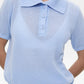Wolfeel Summer New Polo Collar Hollow Knitted Short Sleeved Sweater Women's Bubble Sleeve T-shirt Female Simple Knitted Sweater