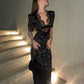 TARUXY Sexy Hollow Lace Dress Women's Fashion Short Sleeve Elegant High Waist Slim Print Dress Summer Party Club Clothes Female