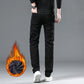 2025 New Winter Men Black Straight Stretch Denim Thick Velvet Pants Warm Jeans Casual Fleece Line Trousers Male Plus Size