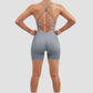 Sexy Fitness Jumpsuit Women Cross Adjustable Sports Playsuit Running One Piece Yoga Suit Scrunch Shorts Backless Set Romper