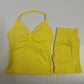 Impact Yoga Set Women Padded Halter Tank Top Scrunch Butt Lifting Gym Shorts Set Summer Sportswear Workout Clothes