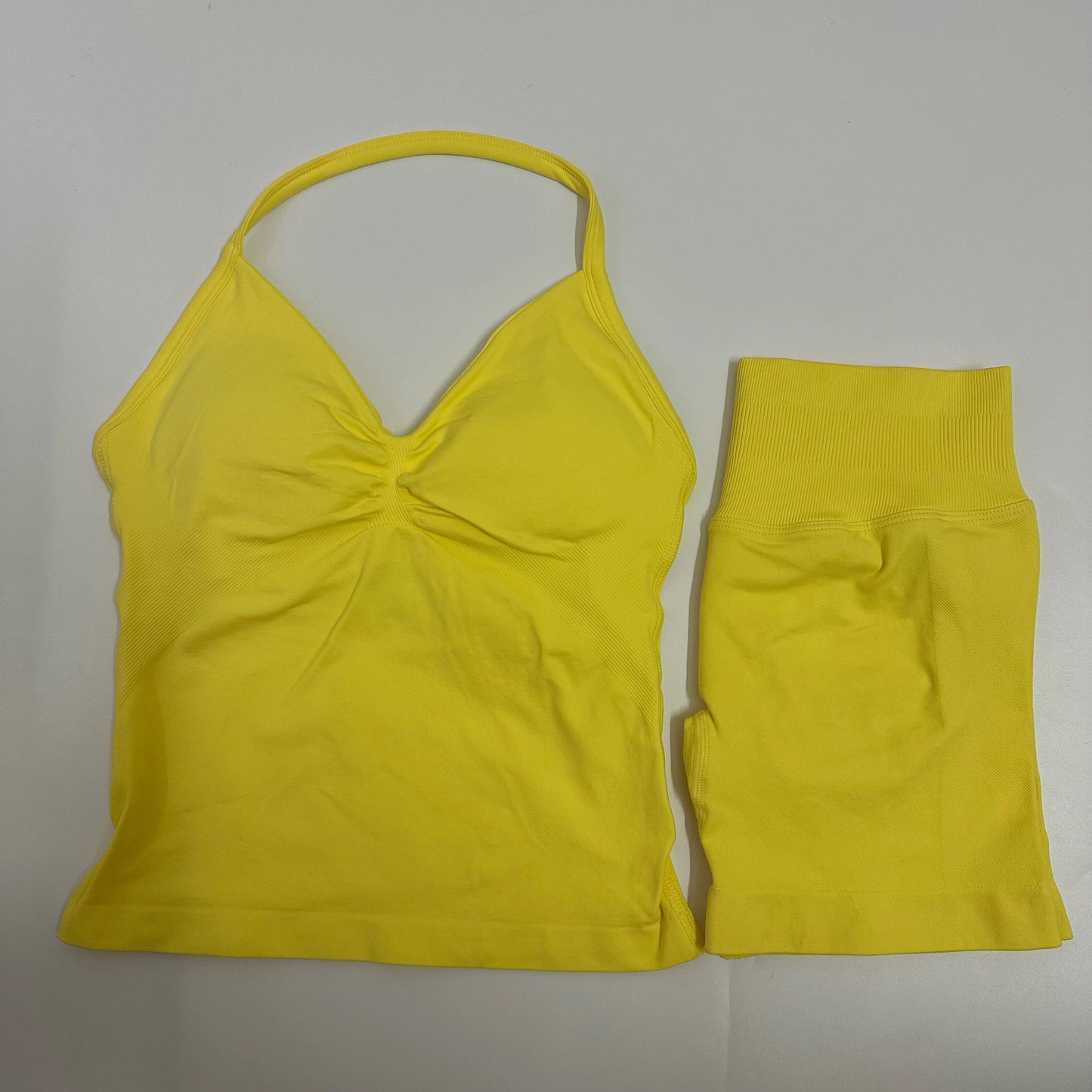 Impact Yoga Set Women Padded Halter Tank Top Scrunch Butt Lifting Gym Shorts Set Summer Sportswear Workout Clothes
