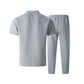 2026 Men's Spring Autumn Business Casual Textured 2 Piece Set Crew Neck T-Shirt & Drawstring Pants