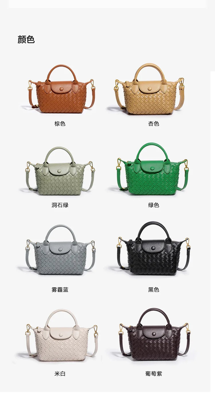 Handwoven single-shoulder small dumpling bag, fashionable bucket bag, new simple ladies crossbody lunch box bag, small tote bag