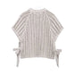 Hollow Out Knit Pullover Women Casual Round Neck Lace Up Bow Sweater Female Autumn Short Sleeves Solid Knitwears Lady