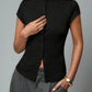 Women's fashionable knitted turtleneck top, slim and comfortable four-season short-sleeved cardigan, can be worn as a base layer