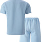 2026 Men's Summer Oversized Textured 2 Piece Set Crew Neck Short Sleeve T-Shirt & Drawstring Shorts Tracksuit