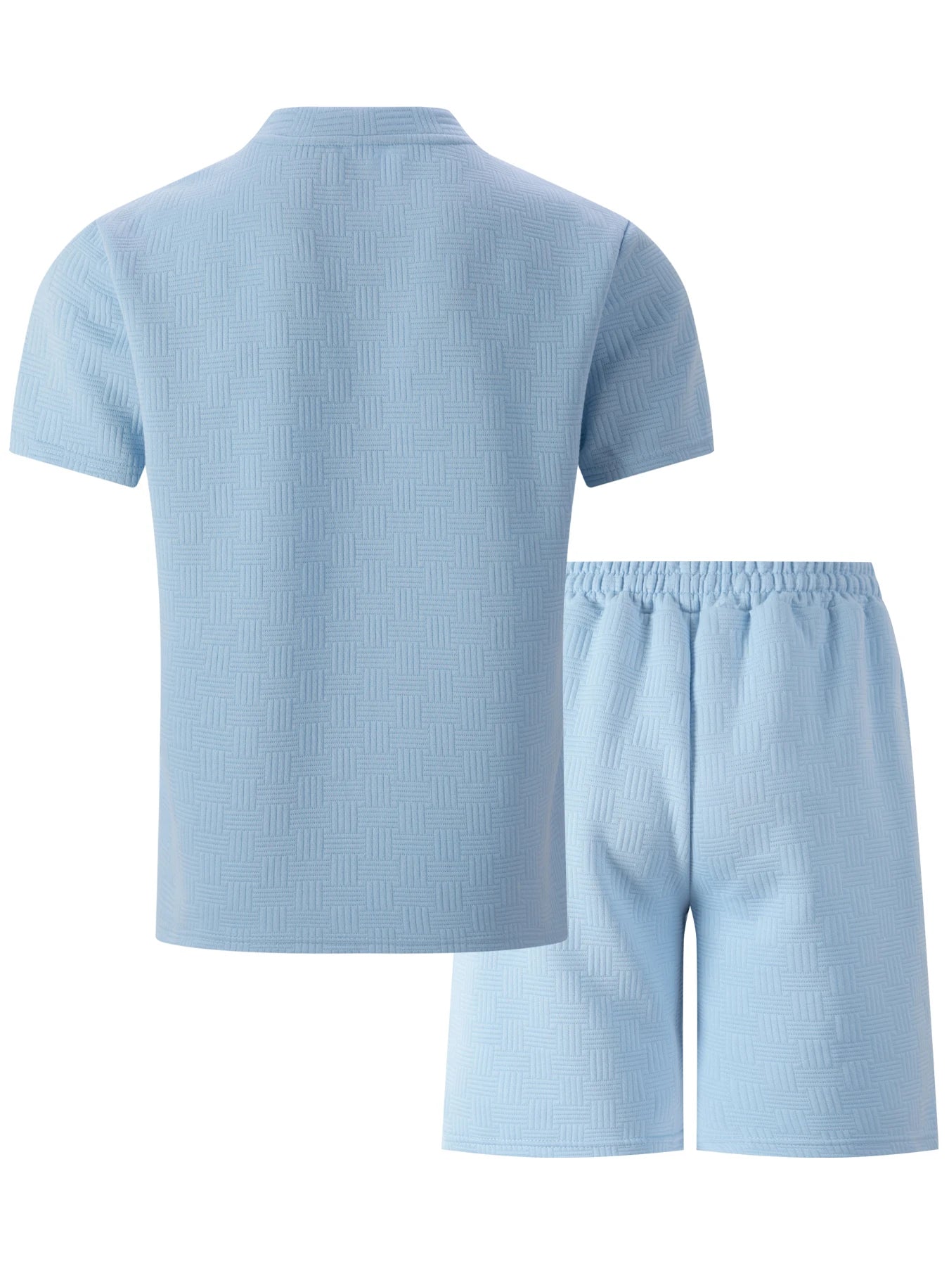 2026 Men's Summer Oversized Textured 2 Piece Set Crew Neck Short Sleeve T-Shirt & Drawstring Shorts Tracksuit