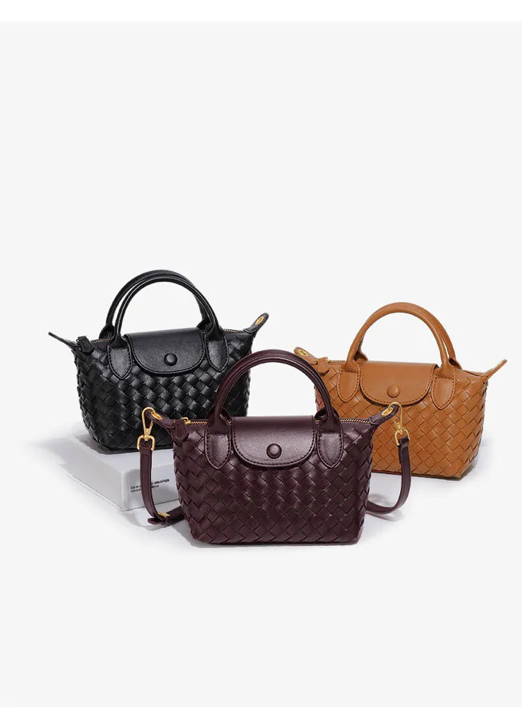 Handwoven single-shoulder small dumpling bag, fashionable bucket bag, new simple ladies crossbody lunch box bag, small tote bag