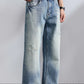 KSTUN 2026 Summer Wide Leg Jeans Men Baggy Pants Loose Fit Ripped Jeans Distressed Washed Vintage Frayed Light Blue Man Trousers