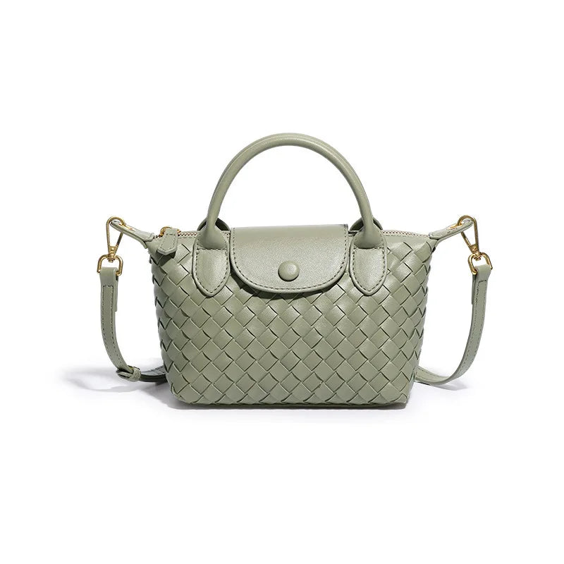 Handwoven single-shoulder small dumpling bag, fashionable bucket bag, new simple ladies crossbody lunch box bag, small tote bag