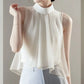 French Style Summer Vest Tops For Women Sleeveless Chiffon Blouse Stand Collar Gradient Color Casual Loose Shirt