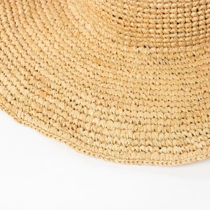 USPOP Hand-crocheted Natural Raffia Straw Cowboy Hat for Women Men Summer Wide Brim Sun Hat Outdoor Breathable Beach Caps