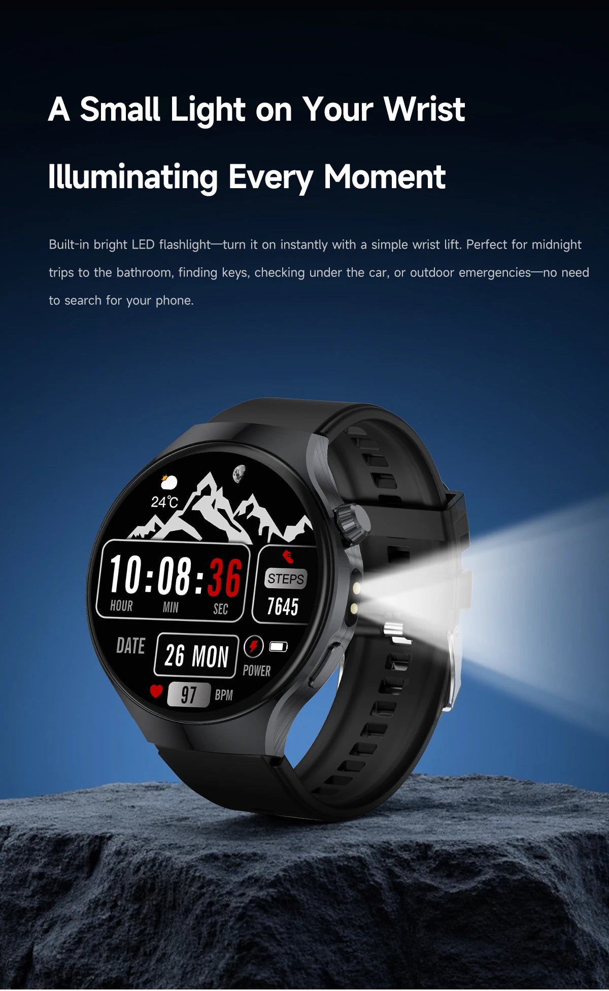 2026 New Outdoor Smart Watch 1.7-inch HD Screen, 100+T Sports Mode, Bluetooth Call Waterproof Smart Watch