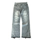Y2K Retro Jeans Light Color Dollar Pattern Embroidery Splice Denim Pants Gothic Hip Hop Streetwear Men Women Fashion Baggy Pants