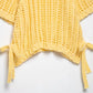 Hollow Out Knit Pullover Women Casual Round Neck Lace Up Bow Sweater Female Autumn Short Sleeves Solid Knitwears Lady