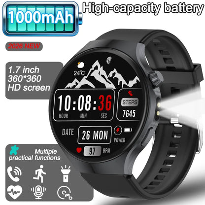 2026 New Outdoor Smart Watch 1.7-inch HD Screen, 100+T Sports Mode, Bluetooth Call Waterproof Smart Watch